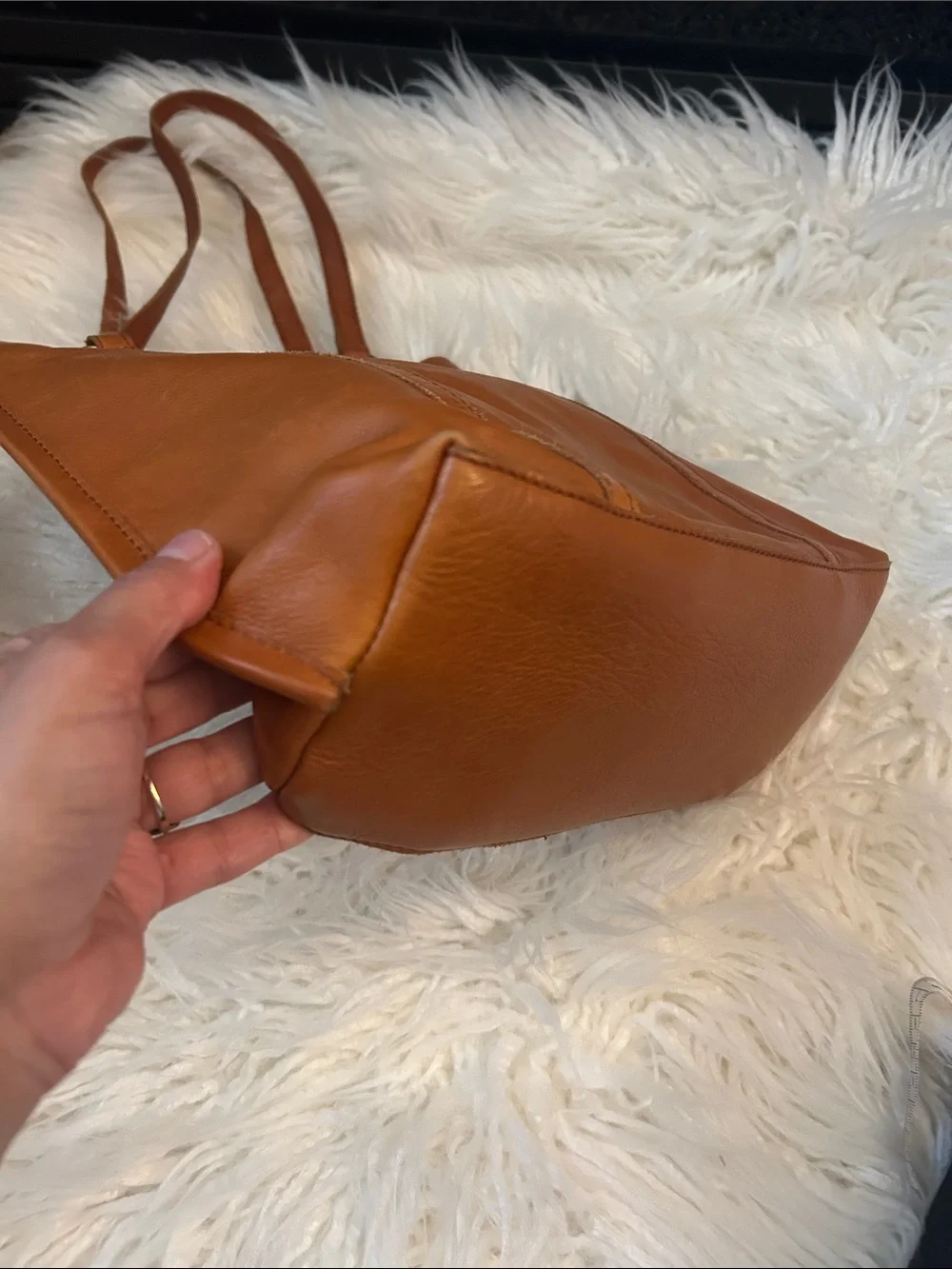 Margot New York leather Tote Bag in Cognac Brown